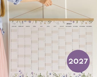 2027 Wall Calendar - Wildflowers botanical wall calendar A2 50x70 70x100, gift for her, Personalized Christmas gift for mum