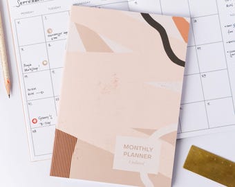Undated Monthly Planner Notebook A5 | Eco-Friendly Gift | Pocket Calendar and Diary