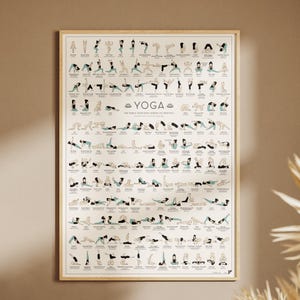 Yoga Poster Asanas - 150 Poses Your Body Wishes to Practice, Yoga Studio Teacher Print, Yoga Poses Gift for Her