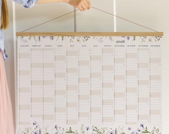 2026 Kalender Familie minimalistisch - Personalisiert Wandkalender, Familienplaner A2 50x70 70x100