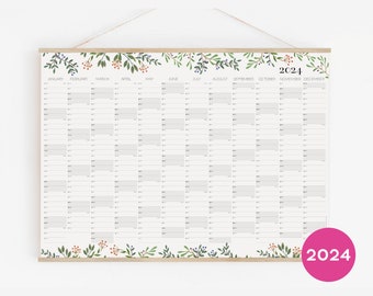 Wall Planner 2024 en tu idioma - personalizado, Wall Planner HORIZONTAL