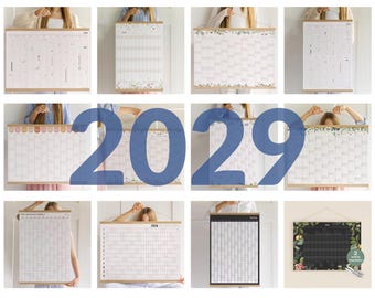 2029 Wall Planner in your language - Personalized calendar year at glance 18x24 24x36 A2 50x70 70x100
