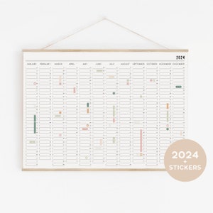 2024 Wall Planner with stickers - Wall Calendar, School Year Planner