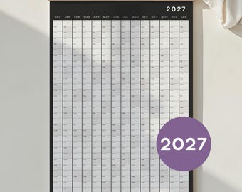 2027 Wall Planner 14-Month | Office, Home & Family Calendar | Personalized Minimalist Wall Planner