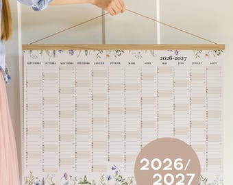 Student planner 2026-2027 Botanical Wildflowers - wall calendar A2 50x70 70x100, back to school, gift for her