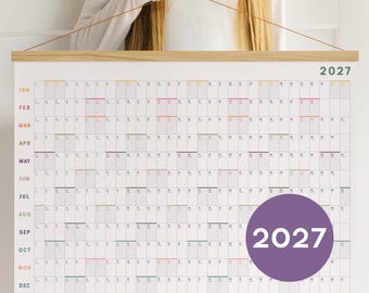 2027 Wall Planner in your language - Office and Family Calendar - Colorful Personalized Gift