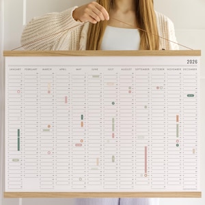 2026 Wall Planner with stickers - Wall Calendar, Year Planner, Personalized gift, Custom Family Calendar