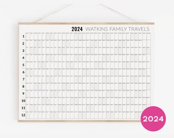 Agenda mural 2024 personnalisé dans votre langue - Calendrier mural horizontal minimal