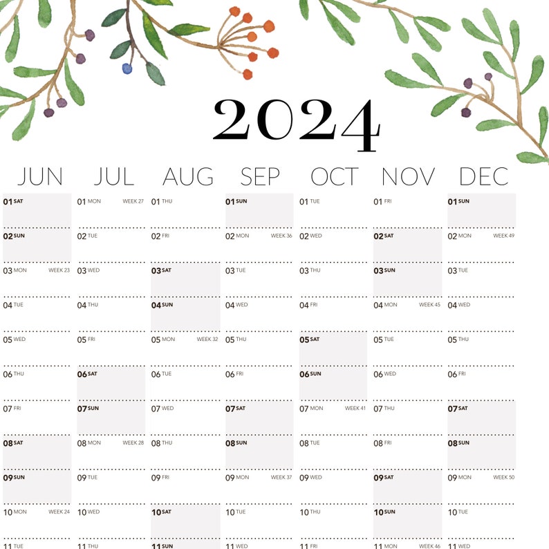 2024 Wall Planner in your language Personalized, Wall Planner 18x24 24x36 A2 50x70 70x100 zdjęcie 2