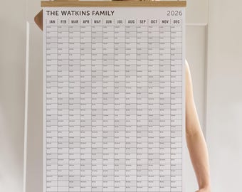 2026 Wandkalender personalisiert - Kalender Familie deutsch, minimalistisch Wohndeko Geschenk A2 50x70 70x100