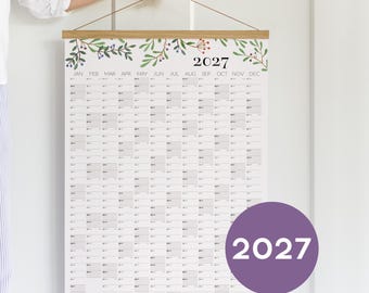 2027 Wall Planner - your language - Personalized calendar, Wall Planner A2 botanical gift for her