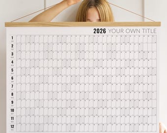 2026 Jahresplaner - Kalender Familie, Personalisiertes Geschenk, Minimalistisch Wandkalender, Familienplaner A2 50x70 70x100
