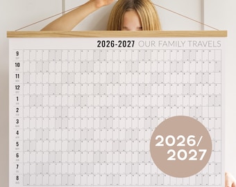 2026 2027 Academic Wall Planner Personalized in your language - Business Office Wall Calendar, Personalized gift for family new home
