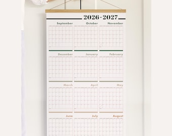 School Year Wall Calendar 2026-2027 with stickers, personalized student planner, big academic calendar for family 51x89 61x106 71x124 91x157