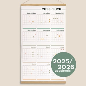 2025 2026 School Year Wall Calendar with stickers, personalized student planner, big academic calendar for family 51x87 61x104 91x153