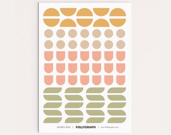 Sticker für Planer - Happy Day - Bogen mit 65 Stickern für große Wandplaner, Blockkalender