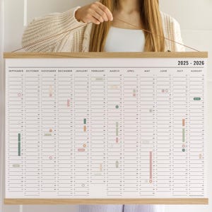 2025-2026 Academische muurplanner met stickers - wandkalender, schooljaarplanner, boekjaar