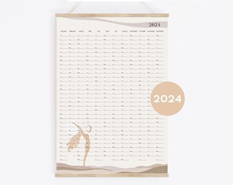 2024 Yoga Wall Planner in your language - Personalized, Wall Planner 18x24 24x36 A2 50x70 70x100