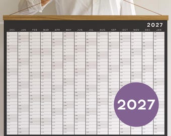 2027 Wall Planner 14-Month | Office, Fiscal & Yearly Calendar | Personalized Wall Planner