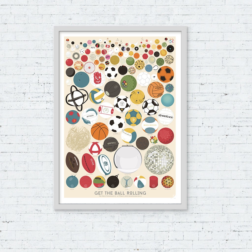 SALE The Collection of 127 Balls Sports Poster art print Etsy