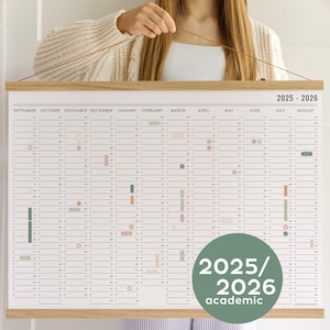 2025-2026 Academic Wall Planner with stickers - Wall Calendar, School Year Planner, Personalized teacher gift, back to school