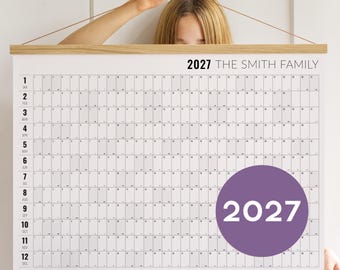 2027 Wall Calendar Personalized in your language - Business Office Wall Calendar, Minimalist gift for family new home