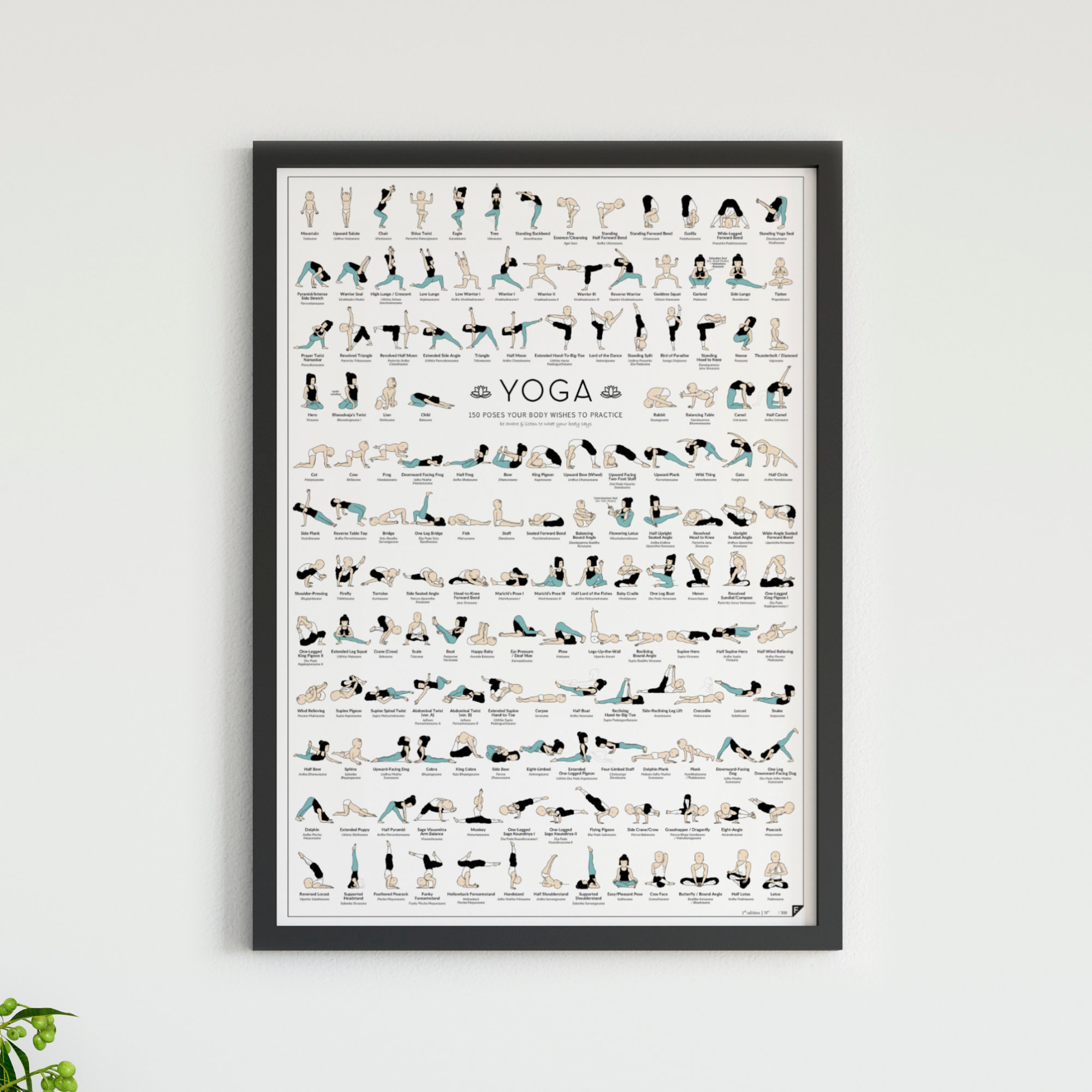 yoga plakat 150 posen ihr korper wunscht zu uben etsy