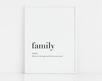 Family print - definition print, home wall decor, dictionary wall art