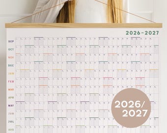 School Wall Planner 2026-27 - Academic Teacher Calendar, back to school, Personalized gift