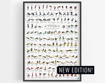 Yoga Poster NEW EDITION - 150 Poses Your Body Wishes to Practice, yoga asanas, yoga print, yoga wall art, yoga art, yoga gift