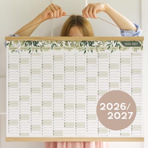 Väggkalender Akademisk 2026-2027 Botanisk - Akvarell Personlig Studentkalender, Skolstartskalender A2 50x70 70x100