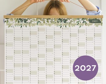 2027 Wall Planner botanical - personalized watercolor planner, calendar gift for her A2 50x70 70x100