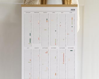 2026 Jahresplaner mit Aufklebern - Wandkalender, Familienplaner, Personalisiertes Geschenk, Kalender Familie Deutsch