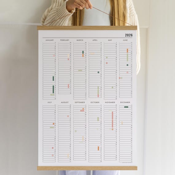 2026 Wall Planner with stickers - Large Wall Calendar, Yearly Office Planner, Personalized Gift