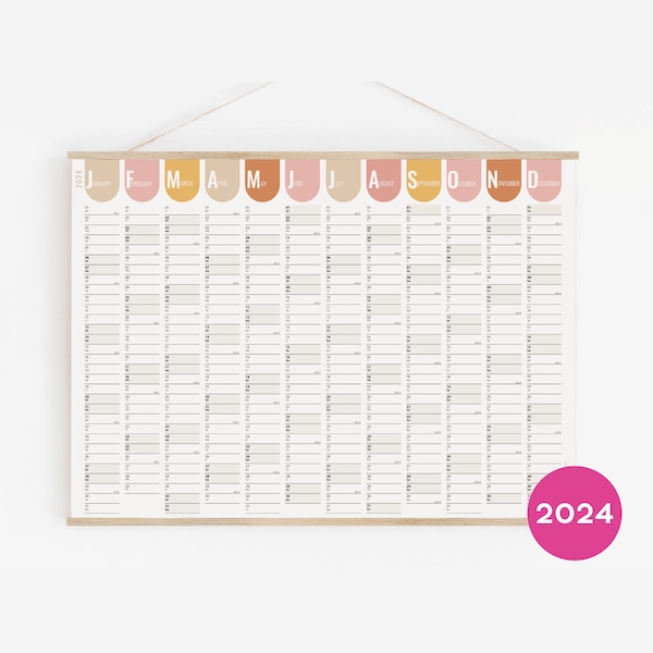 Jahresplaner 2024 - Wandkalender, Familienplaner A2 50x70 70x100