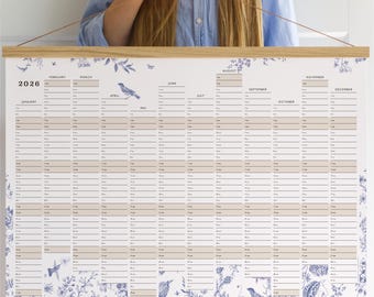 2026 Wall Planner with birds | personalized family calendar | english, german or any other language