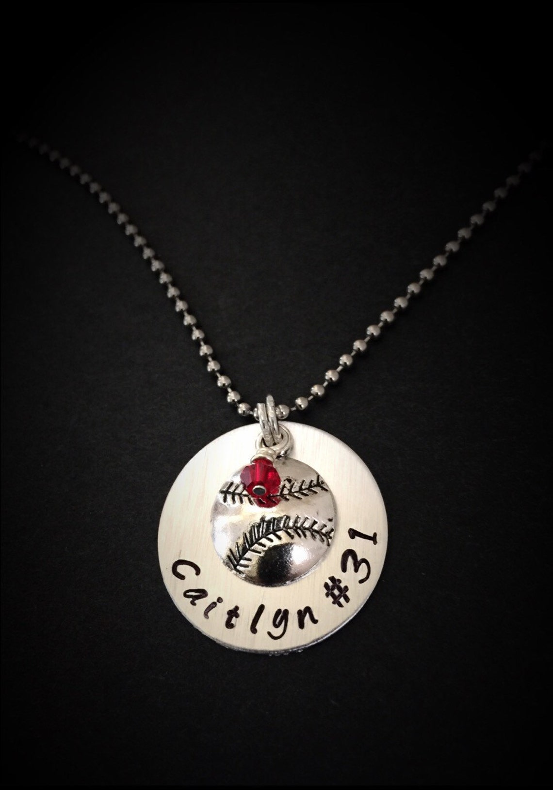Hand stamped Softball Jewelry Personalized Softball Necklace Etsy