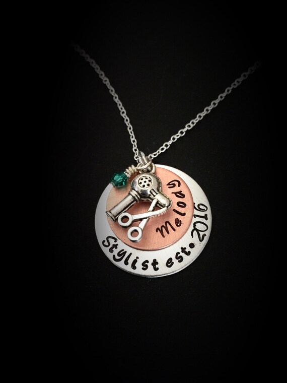 Hair Stylist Necklace Personalized Necklace Hand Stamped Etsy