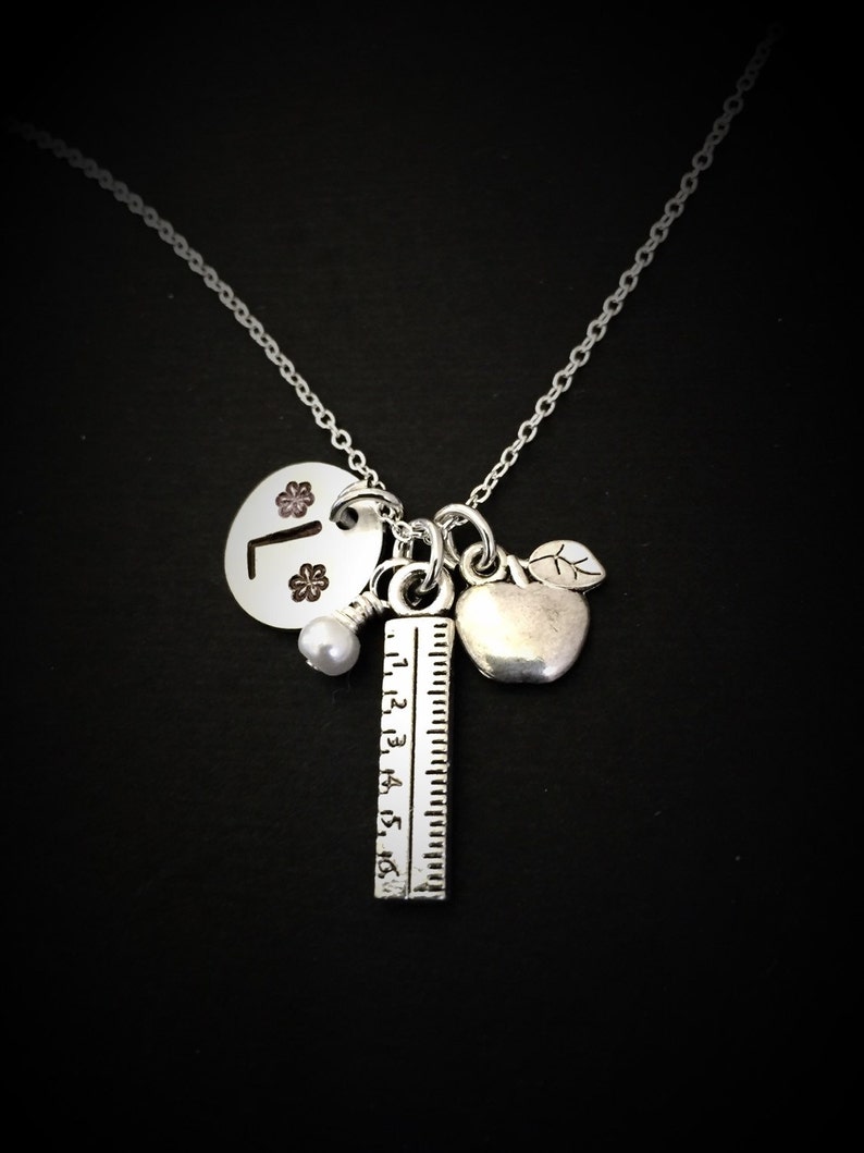 Personalized Teacher Necklace-Teacher's Jewelry, Teacher Appreciation Gift, End of Year Teacher Gift, Teacher Gift image 1