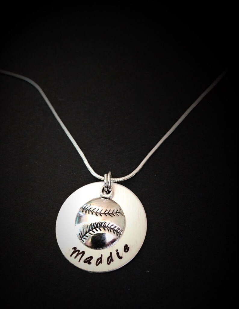 Hand stamped Softball Jewelry Personalized Softball Necklace Etsy