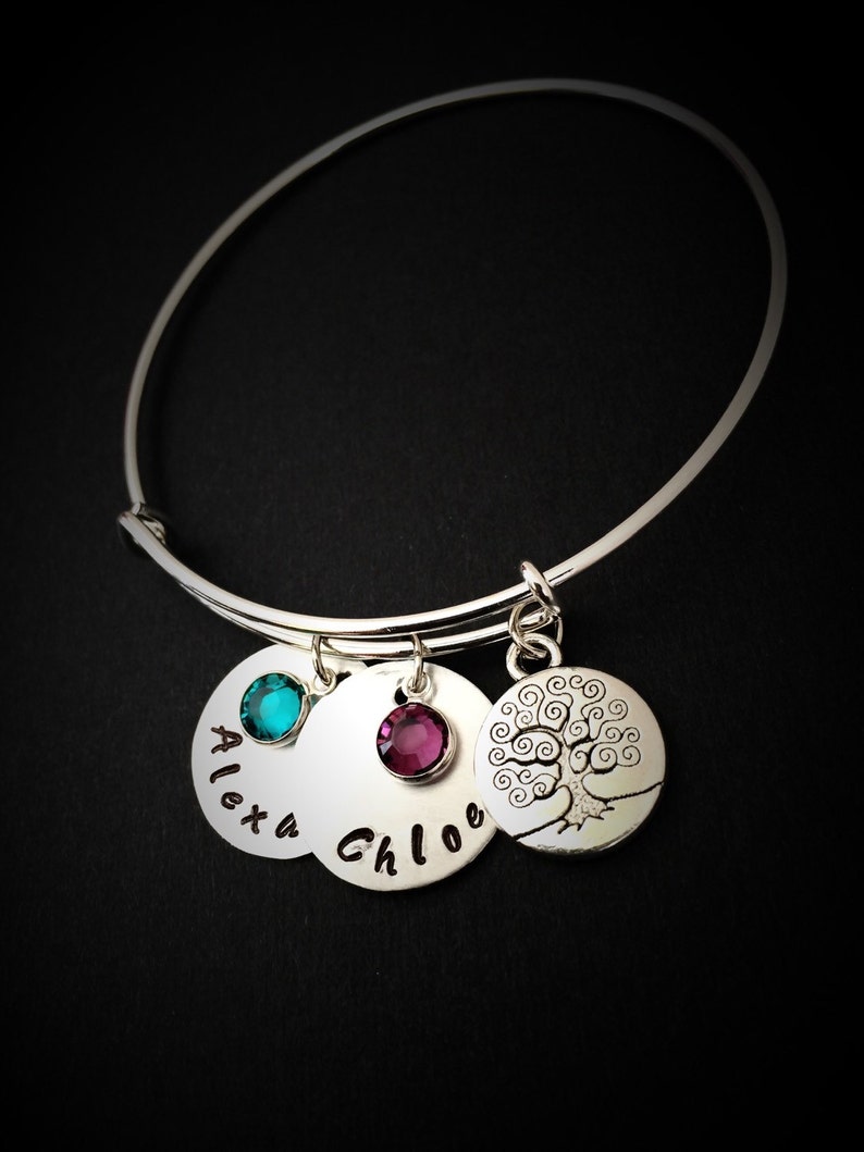 Jewelry mom bracelet Adjustable Bangle Gift For Mom Birthday Gift Personalized Hand Stamped Mom Bracelet-Custom Gifts for Mom
