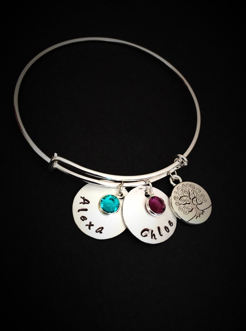 Jewelry mom bracelet Adjustable Bangle Gift For Mom Birthday Gift Personalized Hand Stamped Mom Bracelet-Custom Gifts for Mom