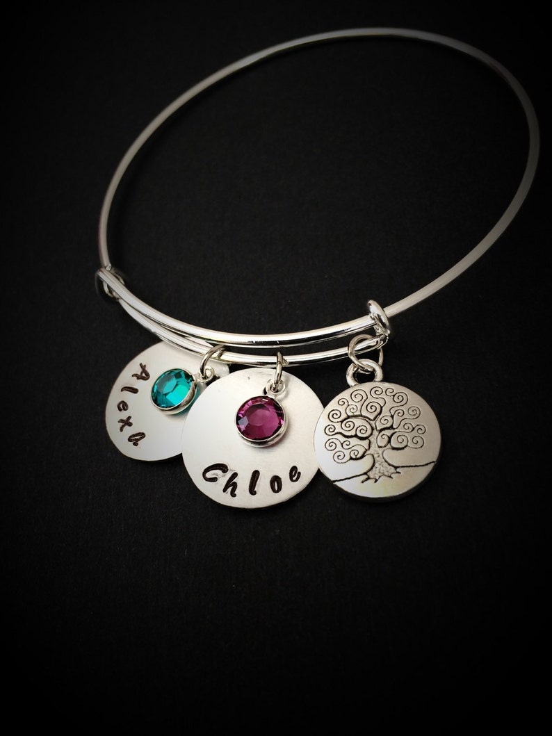 Jewelry mom bracelet Adjustable Bangle Gift For Mom Birthday Gift Personalized Hand Stamped Mom Bracelet-Custom Gifts for Mom
