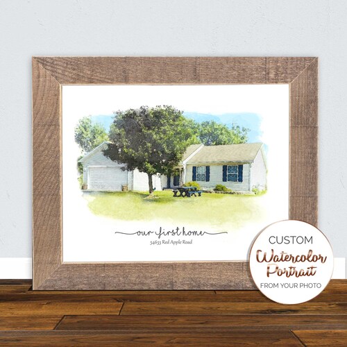 Watercolor House Portrait Gift for Closing Watercolor Etsy