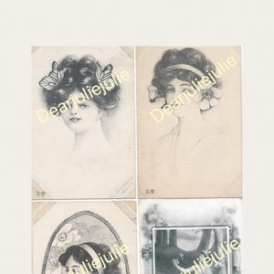 Digital - Victorian/Edwardian et autres Ladies Antique Postcards pour les journaux Junk, la fabrication de cartes, le scrapbooking et plus encore.