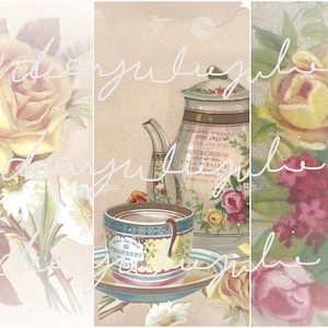 Digitale - Tea e Roses ricordi di pagine di giornale mamma & kit digitale effimera. Belle immagini Antiquariato spazzatura diario diario