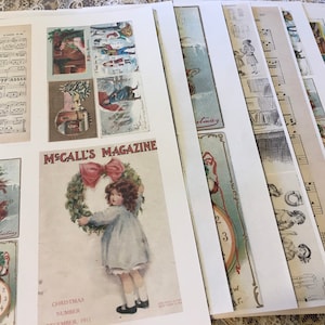 Digital - Weihnachten - Cherished Children Digital Kit. Digitale antike Postkarten, Zeitschriftenbilder, Musikseite für Junk-Journals, Kartenherstellung
