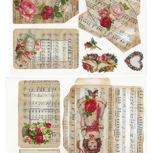 Digitale - Kit digitale effimero di Valentine Roses & Music - Amore, kit diario spazzatura di rose, diario