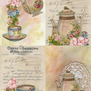 Coffee Tea Far Away pagine e kit digitale effimero. Cartoline e immagini antiche digitali, diario di riviste spazzatura