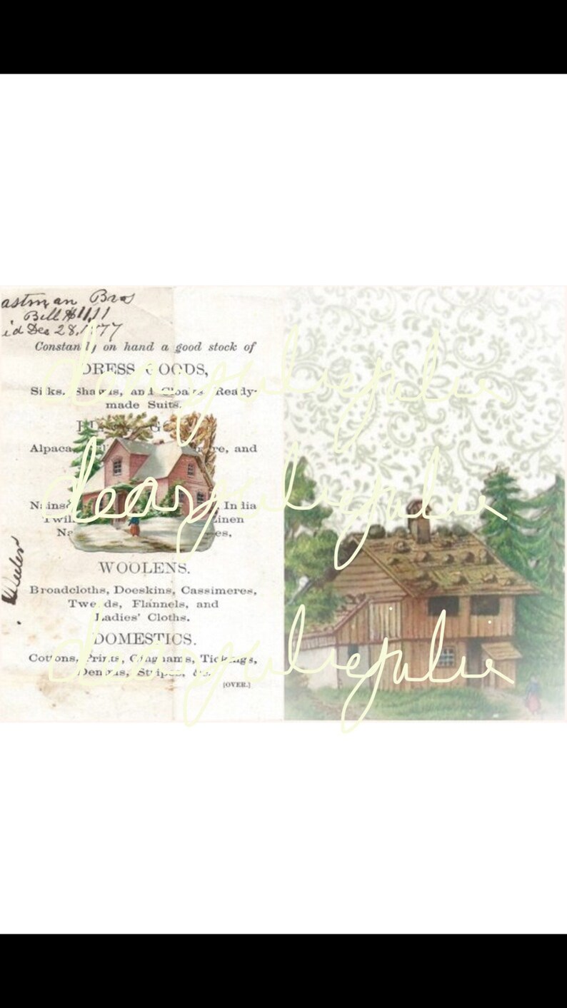 Digital Delux Tiny Houses pages & ephemera digital kit. Antique lmages for junk journals, card making and paper crafting image 9